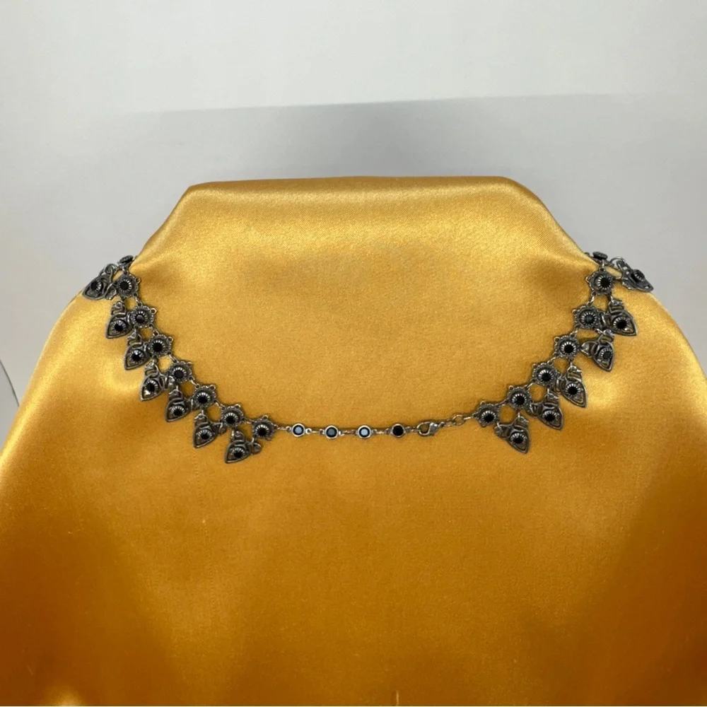 💖 Kenny Ma Silver Choker with Black Onyx, Size 16 inch - Picture 5 of 12